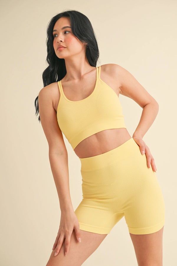 Glow Ribbed-Biker Shorts